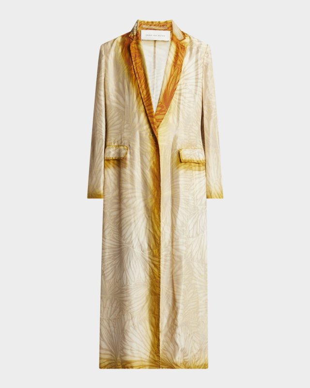 Bongo Single-Breasted Long Silk Jacket